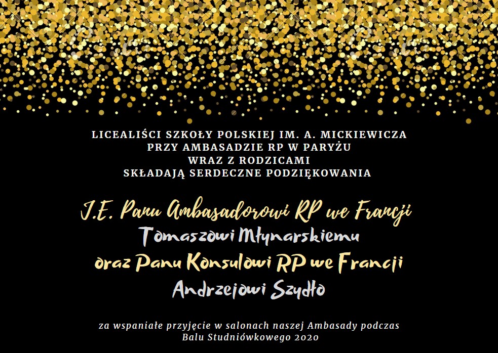 Podziękowania dla naszej Ambasady