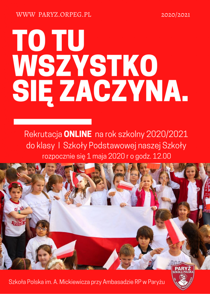 Przypomnienie – Szczegóły w zakładce Zapisy do Szkoły!