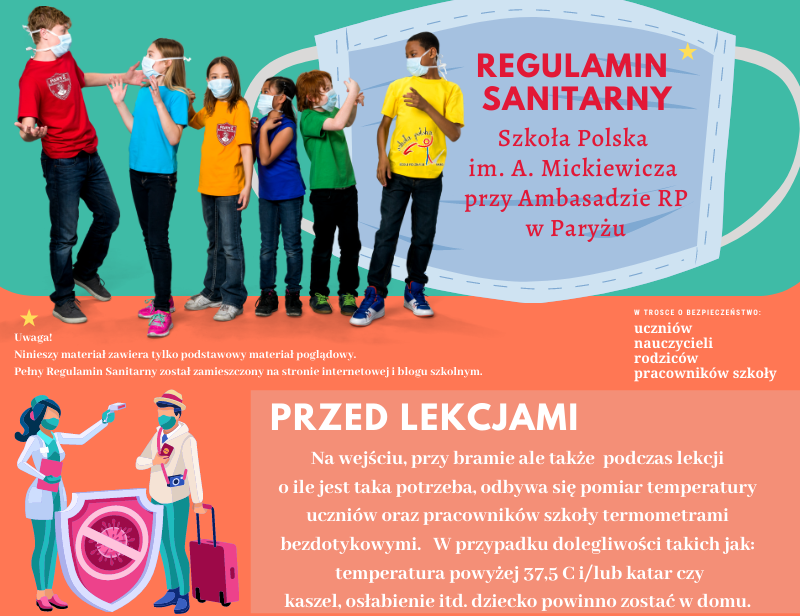 Regulamin Sanitarny- plakat