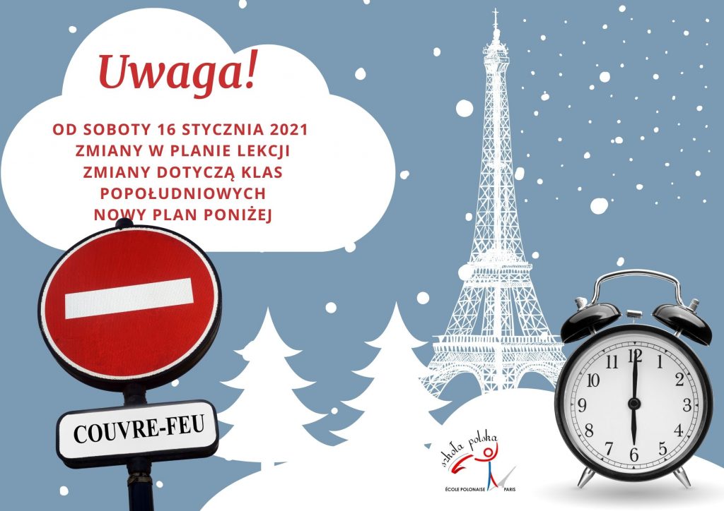 Zmiana w planie lekcji od 16.01.2021r.
