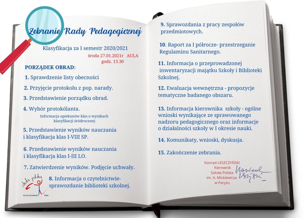 Zakończenie I półrocza nauki.