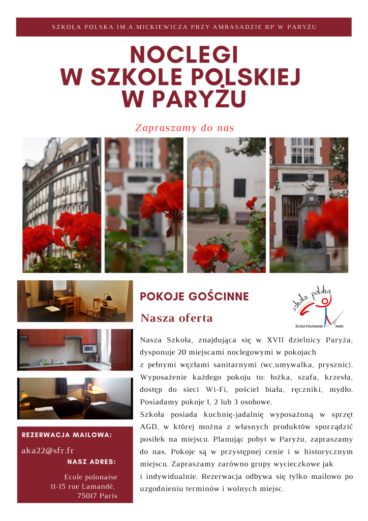 Pokoje gościnne w naszej Szkole