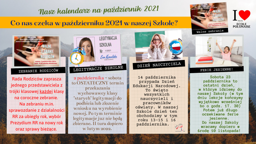Kalendarz na październik 2021