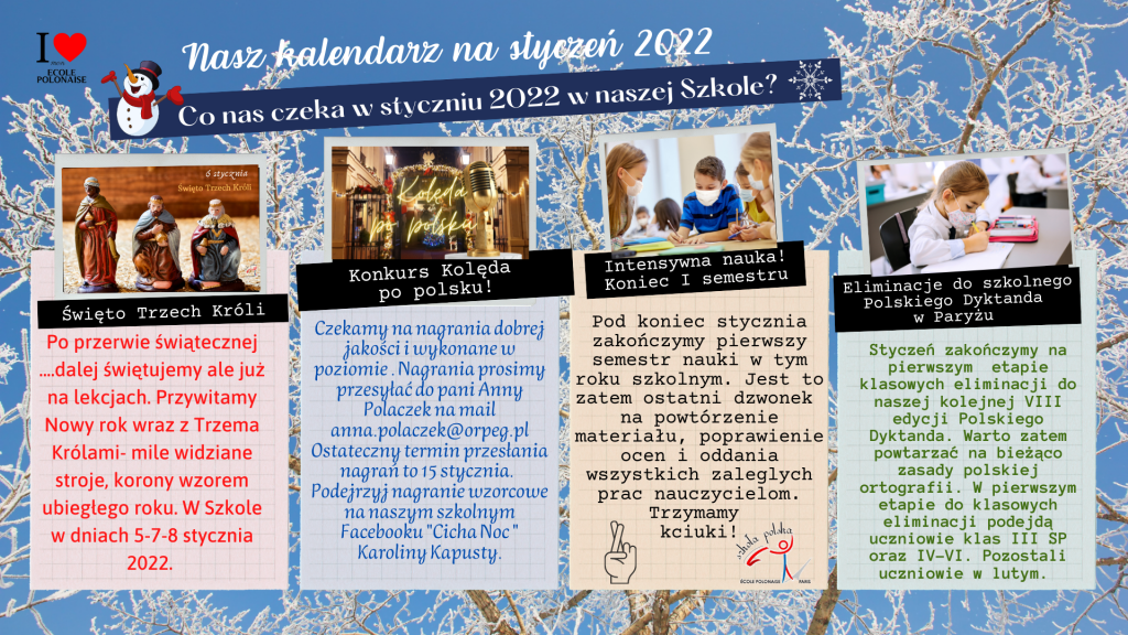 Nasz kalendarz na styczeń 2022