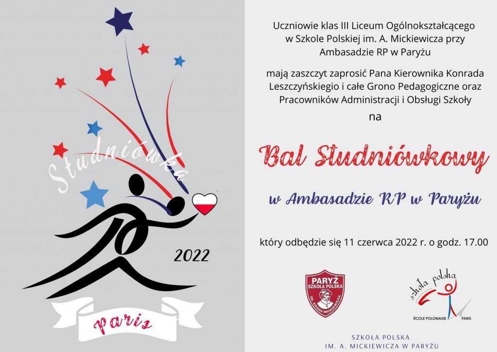 Zaproszenie na Bal Studniówkowy