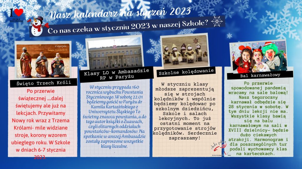 Nasz kalendarz na styczeń 2023