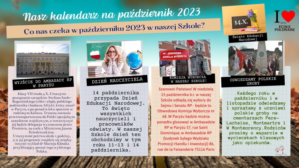 Nasz kalendarz na październik 2023