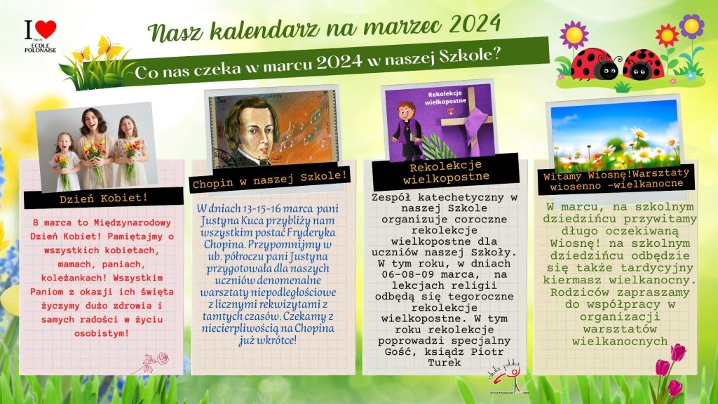 Nasz kalendarz na marzec 2024