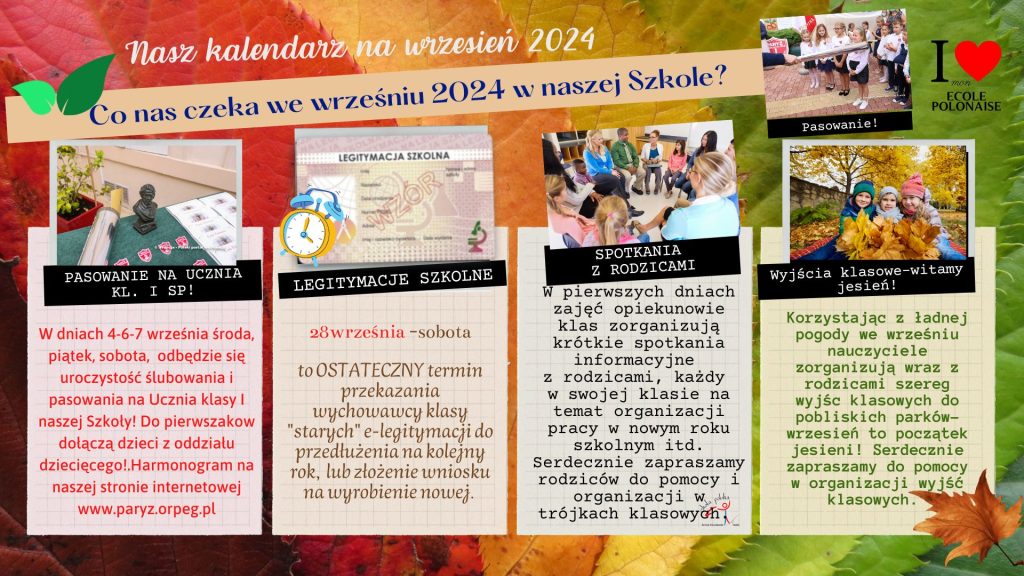 Nasz kalendarz na wrzesień 2024