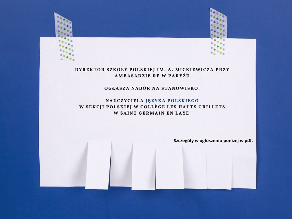 Nabór na stanowisko nauczyciela j.polskiego do Sekcji Polskiej