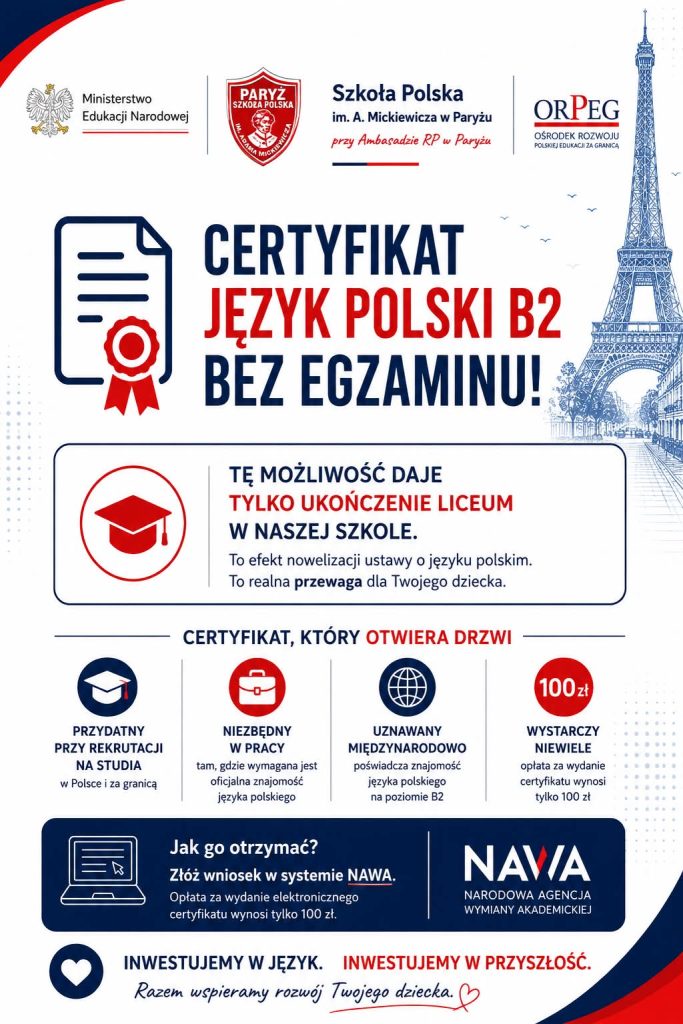 Certyfikat B2 dla naszych Licealistów bez egzaminu!